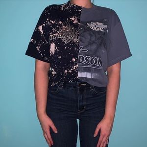 Harley Davidson bleach dyed split tee
